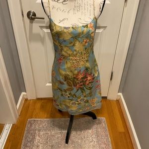 Linen colorful summer dress with straps